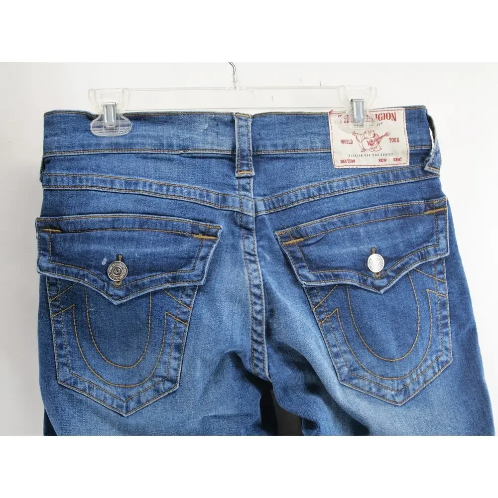 True Religion Ricky Relaxed Straight Jeans Mens Size 32x30 Tailored Blue Denim